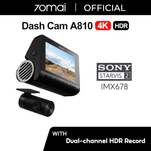 70mai Dash Cam A810 Set Front 4K 2160P Rear HDR 1080P GPS Night Vision – Front+Rear